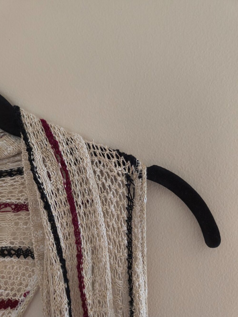 Deb Y2K Cream Striped Knit Tank Style Cardigan